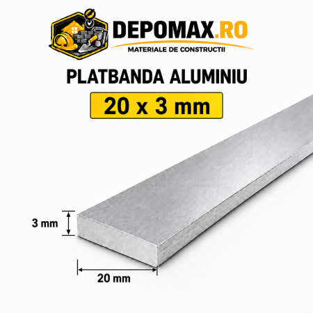 Platbanda aluminiu 20 x 3 mm, 6 metri (EN-AW 6060)